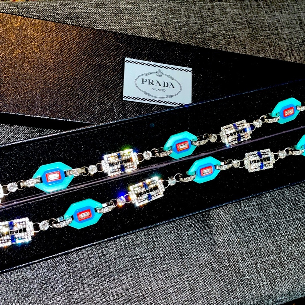 Prada Purse Strap Blue Crystal